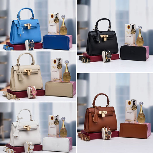 ✨ Pack 7 Pièces Sac+ Montre Élégante + Bracelet en Agate + Parfum + Portefeuille ✨